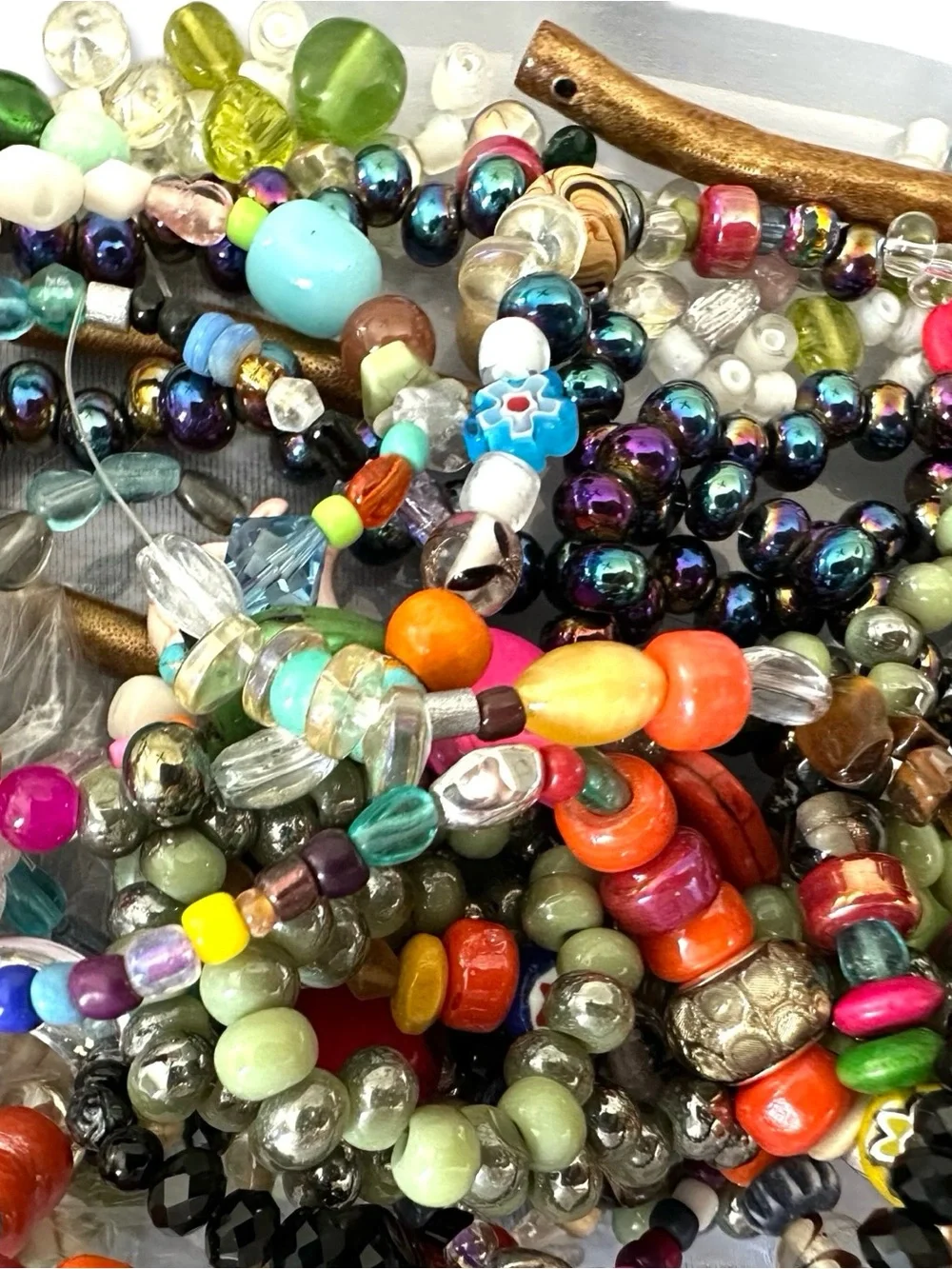 1 Pound Mixed Vintage Beads, NO ACRYLIC